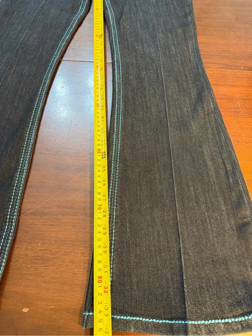 VTG Y2K Black Denim CACHE Contour Collection Sz 10 TALL, Flare Bottom Like New